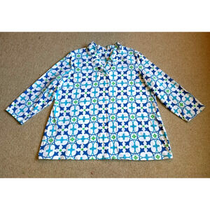 Womens Top-REZOBAY-blue/white/green cotton knit Resort Country Club 3/4 slv-XXL